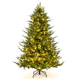 预亮圣诞树，配有 280 颗暖白色 LED 灯和 8 种照明模式 - 6 英尺 Pre-lit Christmas Tree with 280 Warm White LED Lights and 8 Lighting Modes-6ft