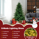 预亮圣诞树，配有 280 颗暖白色 LED 灯和 8 种照明模式 - 6 英尺 Pre-lit Christmas Tree with 280 Warm White LED Lights and 8 Lighting Modes-6ft