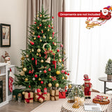 预亮圣诞树，配有 280 颗暖白色 LED 灯和 8 种照明模式 - 7 英尺 Pre-lit Christmas Tree with 280 Warm White LED Lights and 8 Lighting Modes-7 ft