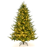 预亮圣诞树，配有 280 颗暖白色 LED 灯和 8 种照明模式 - 7 英尺 Pre-lit Christmas Tree with 280 Warm White LED Lights and 8 Lighting Modes-7 ft