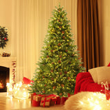 6/7 英尺人造圣诞树，带松果和可调亮度 - 7 英尺 6/7 FT Artificial Christmas Tree with Pine Cones and Adjustable Brightness-7 ft