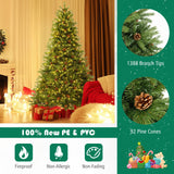 6/7 英尺人造圣诞树，带松果和可调亮度 - 7 英尺 6/7 FT Artificial Christmas Tree with Pine Cones and Adjustable Brightness-7 ft