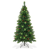 6/7/8 英尺预亮人造圣诞树，带 300/400/500 LED 灯 - 6 英尺 6/7/8 Feet Pre-Lit Artificial Christmas Tree with 300/400/500 LED Lights-6 ft