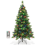 6/7/8 英尺预亮人造圣诞树，带 300/400/500 LED 灯 - 6 英尺 6/7/8 Feet Pre-Lit Artificial Christmas Tree with 300/400/500 LED Lights-6 ft