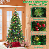 6/7/8 英尺预亮人造圣诞树，带 300/400/500 LED 灯 - 6 英尺 6/7/8 Feet Pre-Lit Artificial Christmas Tree with 300/400/500 LED Lights-6 ft