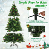 6/7/8 英尺预亮人造圣诞树，带 300/400/500 LED 灯 - 6 英尺 6/7/8 Feet Pre-Lit Artificial Christmas Tree with 300/400/500 LED Lights-6 ft