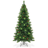 6/7/8 英尺预亮人造圣诞树，带 300/400/500 LED 灯 - 7 英尺 6/7/8 Feet Pre-Lit Artificial Christmas Tree with 300/400/500 LED Lights-7 ft