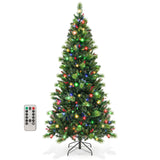 6/7/8 英尺预亮人造圣诞树，带 300/400/500 LED 灯 - 7 英尺 6/7/8 Feet Pre-Lit Artificial Christmas Tree with 300/400/500 LED Lights-7 ft