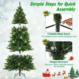 6/7/8 英尺预亮人造圣诞树，带 300/400/500 LED 灯 - 7 英尺 6/7/8 Feet Pre-Lit Artificial Christmas Tree with 300/400/500 LED Lights-7 ft