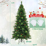 6/7/8 英尺预亮人造圣诞树，带 300/400/500 LED 灯 - 7 英尺 6/7/8 Feet Pre-Lit Artificial Christmas Tree with 300/400/500 LED Lights-7 ft