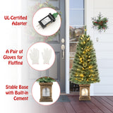 4 英尺预装盆栽圣诞树松针 4 Feet Pre-Lit Potted Christmas Tree Pine Needles