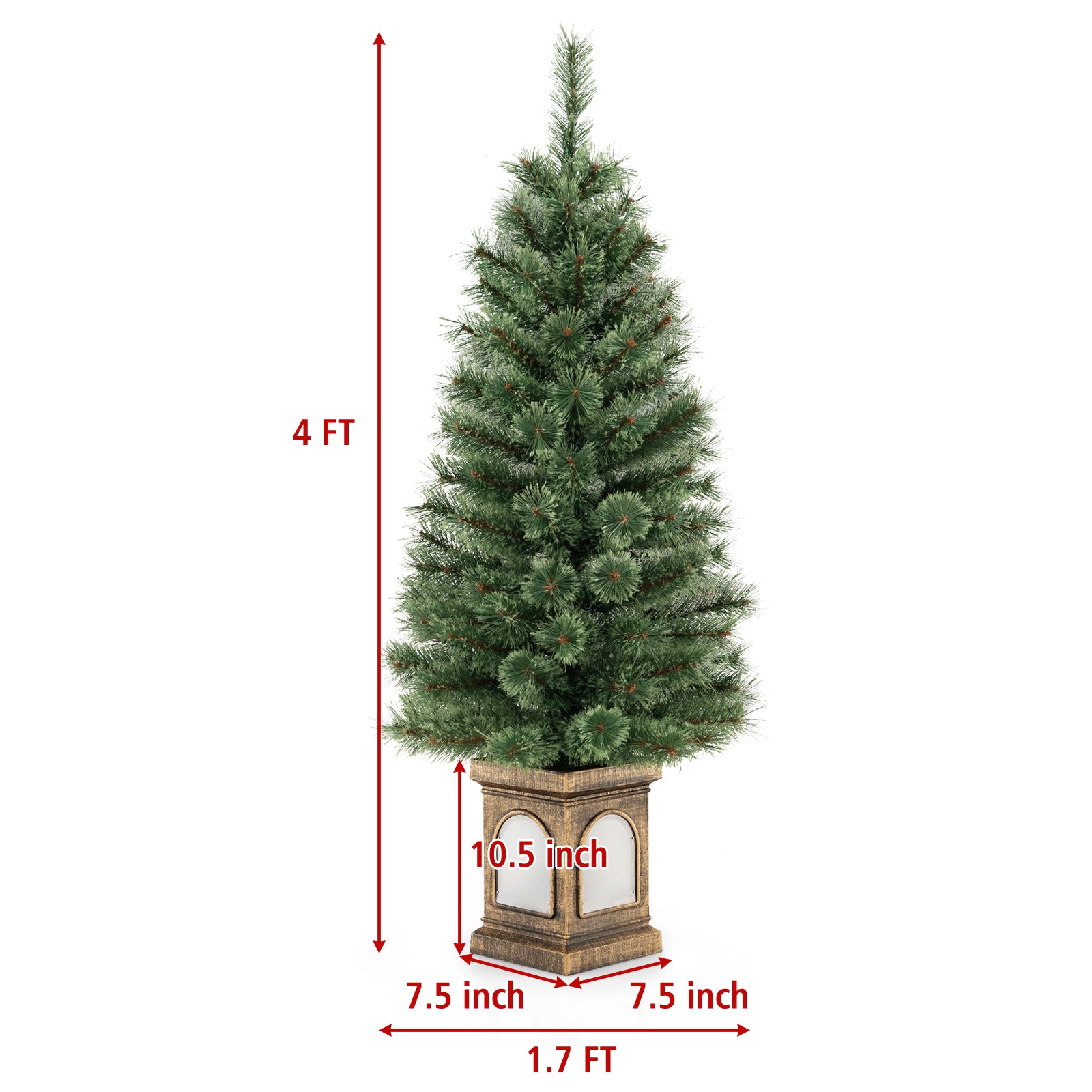 4 英尺预装盆栽圣诞树松针 4 Feet Pre-Lit Potted Christmas Tree Pine Needles