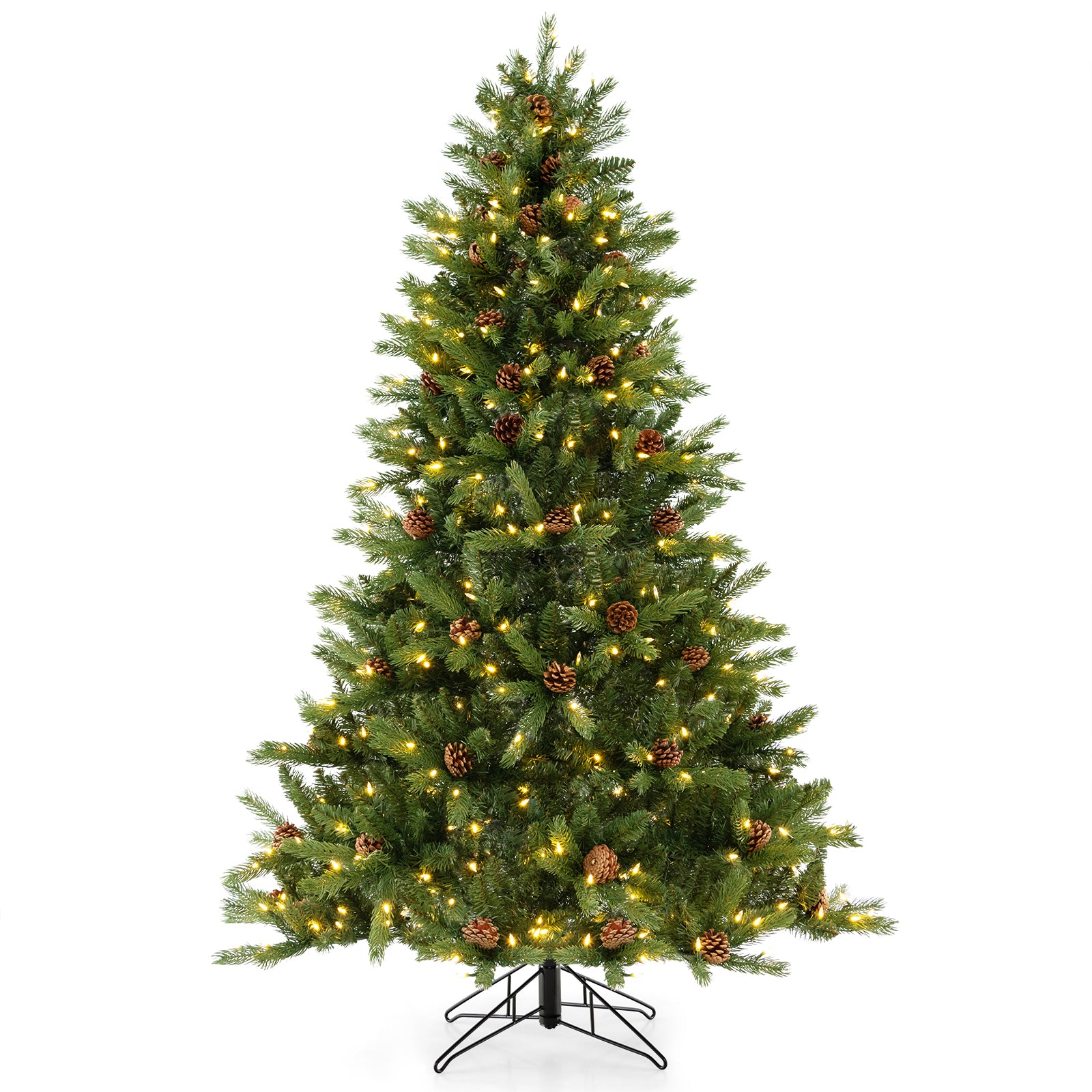 6/7 英尺人造圣诞树，带松果和可调亮度 - 6 英尺 6/7 FT Artificial Christmas Tree with Pine Cones and Adjustable Brightness-6 ft