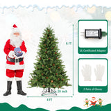 6/7 英尺人造圣诞树，带松果和可调亮度 - 6 英尺 6/7 FT Artificial Christmas Tree with Pine Cones and Adjustable Brightness-6 ft