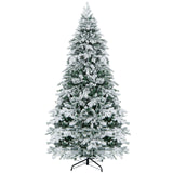 4.5/6/7 英尺植绒圣诞树，带暖白色 LED 灯 - 7 英尺 4.5/6/7 Feet Flocked Christmas Tree with Warm White LED Lights-7 ft