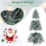 4.5/6/7 英尺植绒圣诞树，带暖白色 LED 灯 - 7 英尺 4.5/6/7 Feet Flocked Christmas Tree with Warm White LED Lights-7 ft