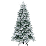 4.5/6/7 英尺植绒圣诞树，带暖白色 LED 灯 - 6 英尺 4.5/6/7 Feet Flocked Christmas Tree with Warm White LED Lights-6 ft