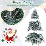 4.5/6/7 英尺植绒圣诞树，带暖白色 LED 灯 - 6 英尺 4.5/6/7 Feet Flocked Christmas Tree with Warm White LED Lights-6 ft