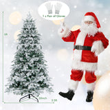 4.5/6/7 英尺植绒圣诞树，带暖白色 LED 灯 - 6 英尺 4.5/6/7 Feet Flocked Christmas Tree with Warm White LED Lights-6 ft