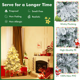 4.5/6/7 英尺植绒圣诞树，带暖白色 LED 灯 - 4.5 英尺 4.5/6/7 Feet Flocked Christmas Tree with Warm White LED Lights-4.5 ft