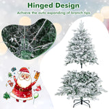 4.5/6/7 英尺植绒圣诞树，带暖白色 LED 灯 - 4.5 英尺 4.5/6/7 Feet Flocked Christmas Tree with Warm White LED Lights-4.5 ft