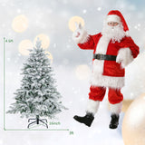 4.5/6/7 英尺植绒圣诞树，带暖白色 LED 灯 - 4.5 英尺 4.5/6/7 Feet Flocked Christmas Tree with Warm White LED Lights-4.5 ft