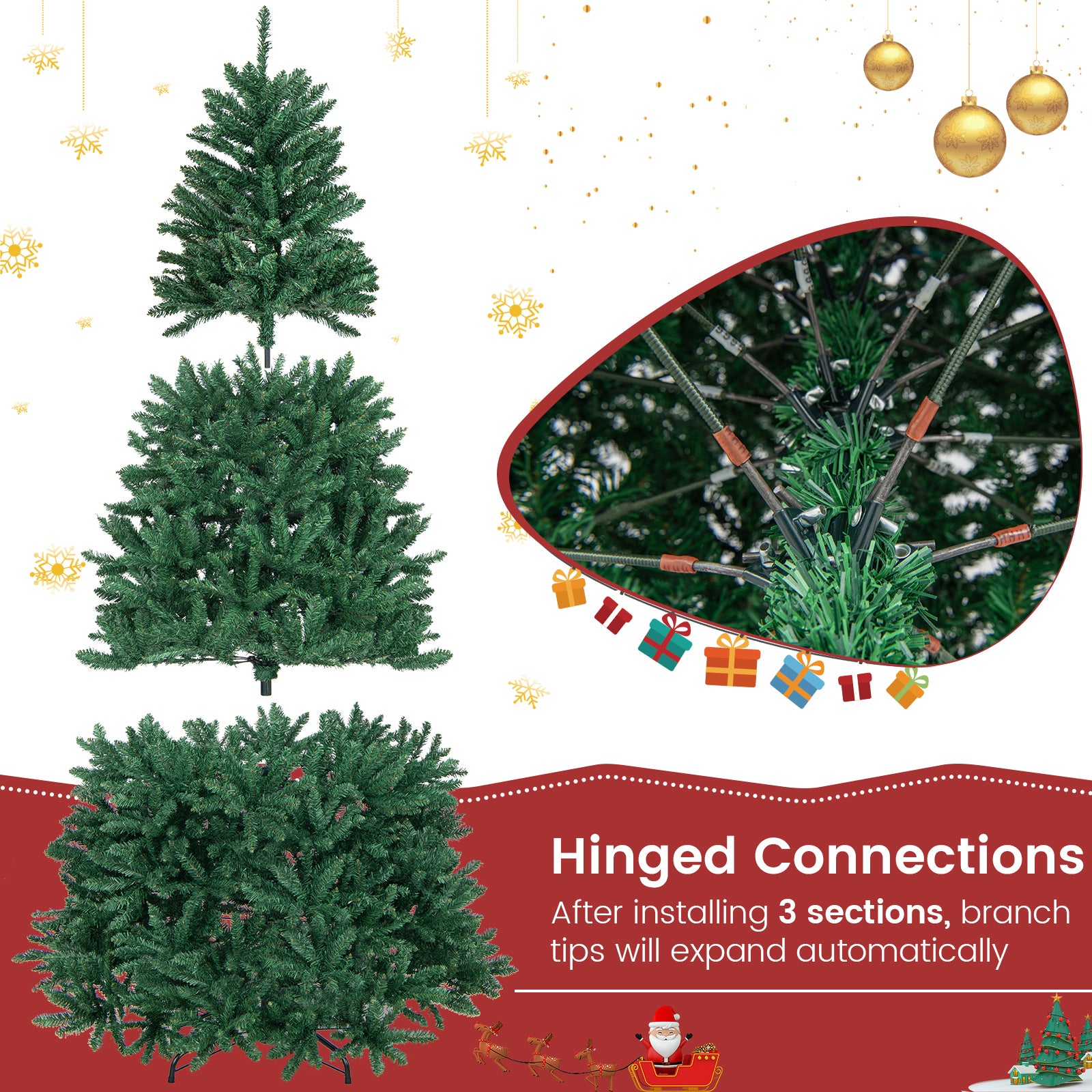 7.5 英尺人造圣诞树，带折叠金属支架 7.5 Feet Artificial Christmas Tree with Folding Metal Stand