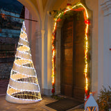 5 英尺预亮圣诞锥树，配有 300 颗暖白光和 250 颗冷白 LED 灯 5 Feet Pre-lit Christmas Cone Tree with 300 Warm White and 250 Cold White LED Lights