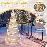 5 英尺预亮圣诞锥树，配有 300 颗暖白光和 250 颗冷白 LED 灯 5 Feet Pre-lit Christmas Cone Tree with 300 Warm White and 250 Cold White LED Lights