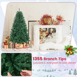 6 英尺铰链式人造圣诞树，带实心金属支架 6 Feet Hinged Artificial Christmas Tree with Solid Metal Stand
