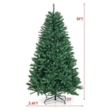6 英尺铰链式人造圣诞树，带实心金属支架 6 Feet Hinged Artificial Christmas Tree with Solid Metal Stand