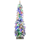 4 英尺预亮人造圣诞树雪花细长铅笔圣诞装饰 4 Feet Pre-Lit Artificial Christmas Tree Snow-Flocked Slim Pencil Xmas Decor