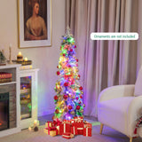 4 英尺预亮人造圣诞树雪花细长铅笔圣诞装饰 4 Feet Pre-Lit Artificial Christmas Tree Snow-Flocked Slim Pencil Xmas Decor