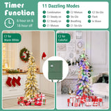 4 英尺预亮人造圣诞树雪花细长铅笔圣诞装饰 4 Feet Pre-Lit Artificial Christmas Tree Snow-Flocked Slim Pencil Xmas Decor