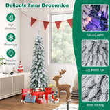 4 英尺预亮人造圣诞树雪花细长铅笔圣诞装饰 4 Feet Pre-Lit Artificial Christmas Tree Snow-Flocked Slim Pencil Xmas Decor