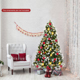 预亮雪植绒圣诞树，配有红色浆果和 LED 灯 - 6 英尺 Pre-lit Snow Flocked Christmas Tree with Red Berries and LED Lights-6 Feet