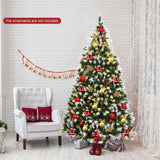 带红色浆果和 LED 灯的预亮雪植圣诞树 - 7.5 英尺 Pre-lit Snow Flocked Christmas Tree with Red Berries and LED Lights-7.5 Feet