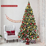 预亮雪植绒圣诞树，配有红色浆果和 LED 灯 - 9 英尺 Pre-lit Snow Flocked Christmas Tree with Red Berries and LED Lights-9 Feet