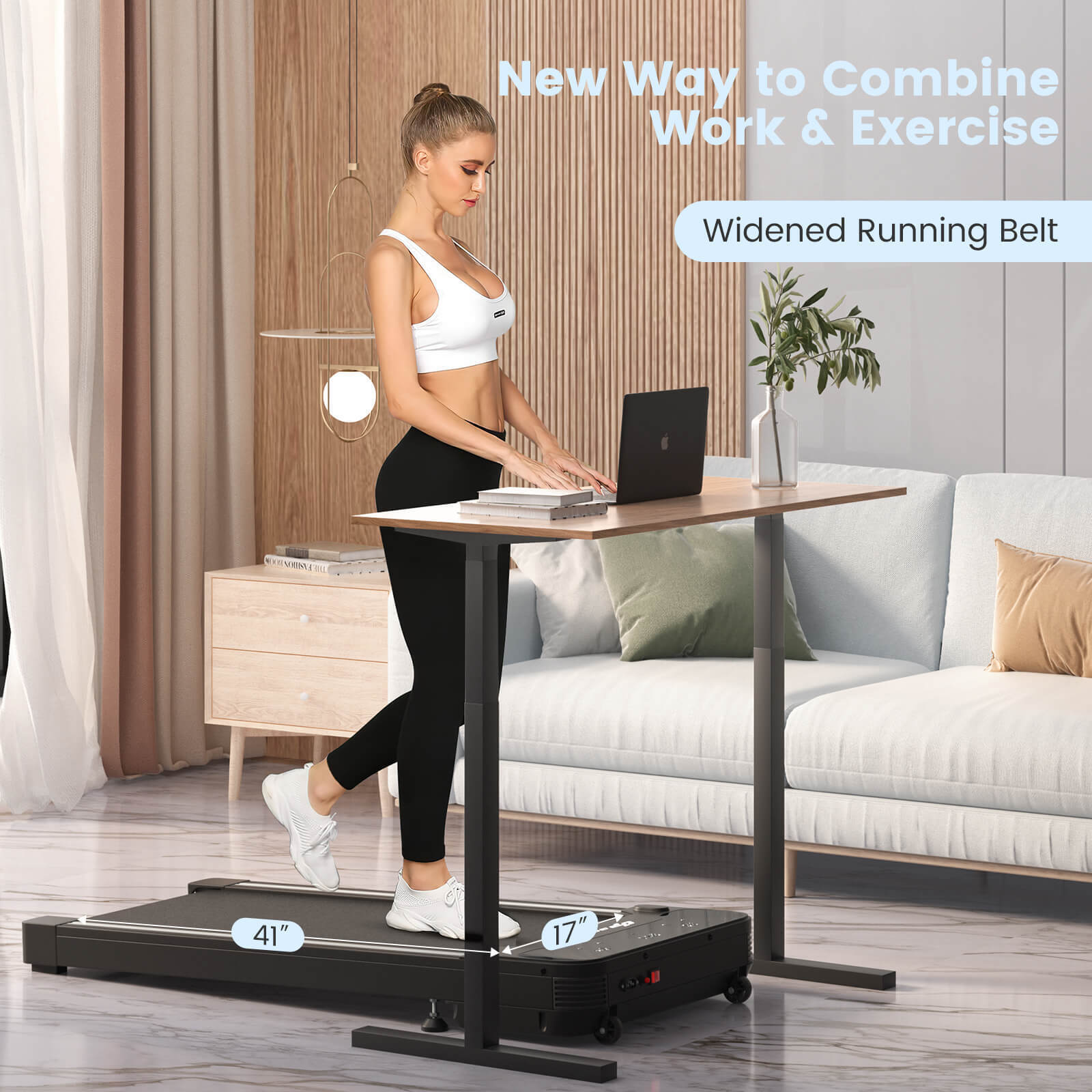 带可触摸 LED 显示屏的桌下步行垫跑步机 Under Desk Walking Pad Treadmill with Touchable LED Display