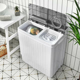 26磅便携式半自动洗衣机带内置排水泵-灰色 26 Pound Portable Semi-automatic Washing Machine with Built-in Drain Pump-Gray