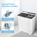 26磅便携式半自动洗衣机带内置排水泵-灰色 26 Pound Portable Semi-automatic Washing Machine with Built-in Drain Pump-Gray