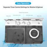 26磅便携式半自动洗衣机带内置排水泵-灰色 26 Pound Portable Semi-automatic Washing Machine with Built-in Drain Pump-Gray