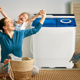 26磅便携式半自动洗衣机带内置排水泵-蓝色 26 Pound Portable Semi-Automatic Washing Machine with Built-in Drain Pump-Blue