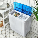 26磅便携式半自动洗衣机带内置排水泵-蓝色 26 Pound Portable Semi-Automatic Washing Machine with Built-in Drain Pump-Blue