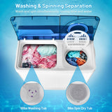 26磅便携式半自动洗衣机带内置排水泵-蓝色 26 Pound Portable Semi-Automatic Washing Machine with Built-in Drain Pump-Blue