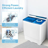 26磅便携式半自动洗衣机带内置排水泵-蓝色 26 Pound Portable Semi-Automatic Washing Machine with Built-in Drain Pump-Blue