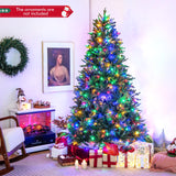 5/6/7 英尺预亮人造圣诞树，带树枝尖和 LED 灯 - 7 英尺 5/6/7 Feet Pre-lit Artificial Christmas Tree with Branch Tips and LED Lights-7 ft