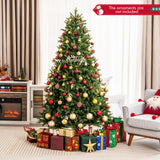 5/6/7 英尺预亮人造圣诞树，带树枝尖和 LED 灯 - 7 英尺 5/6/7 Feet Pre-lit Artificial Christmas Tree with Branch Tips and LED Lights-7 ft