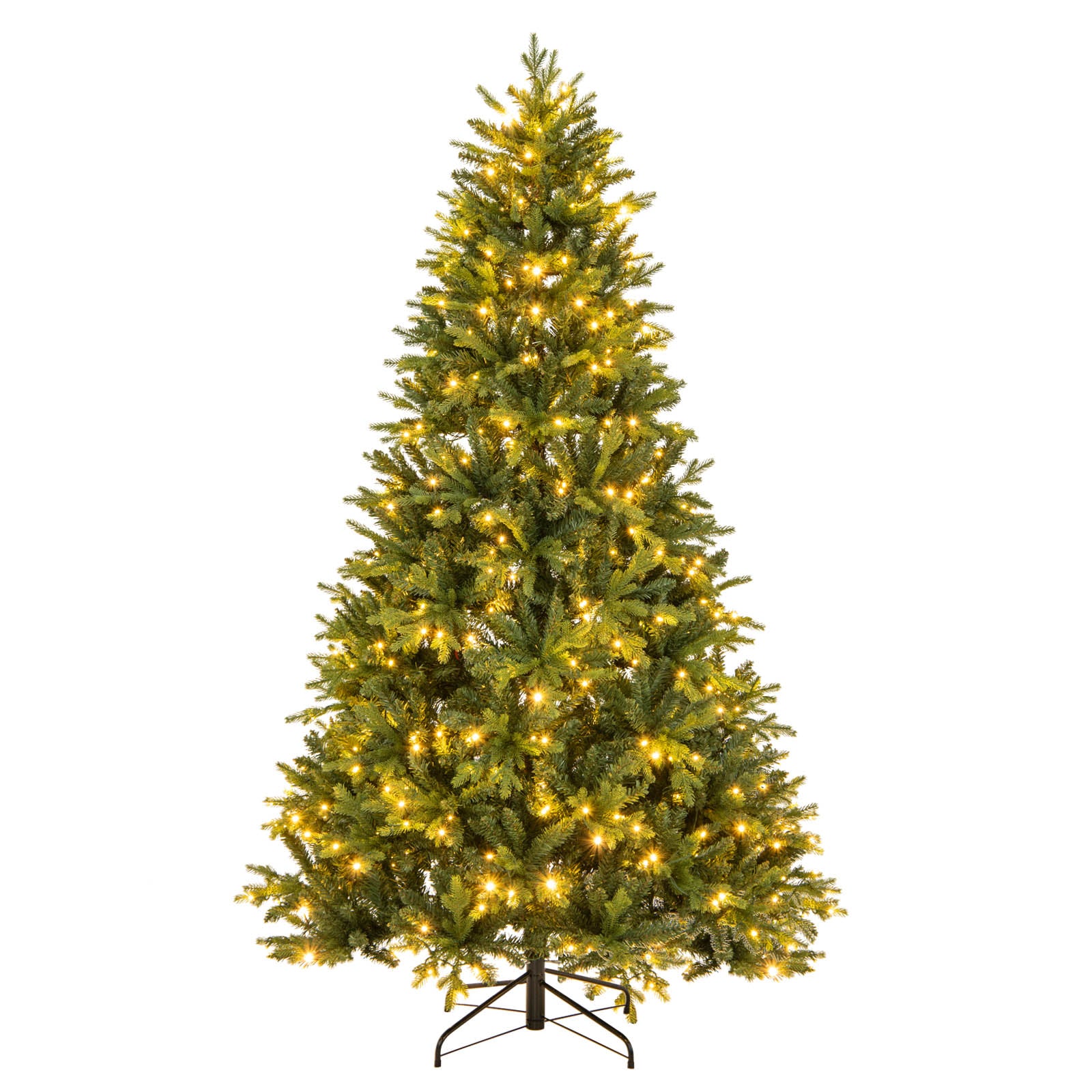 5/6/7 英尺预亮人造圣诞树，带树枝尖和 LED 灯 - 7 英尺 5/6/7 Feet Pre-lit Artificial Christmas Tree with Branch Tips and LED Lights-7 ft
