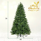 5/6/7 英尺预亮人造圣诞树，带树枝尖和 LED 灯 - 7 英尺 5/6/7 Feet Pre-lit Artificial Christmas Tree with Branch Tips and LED Lights-7 ft